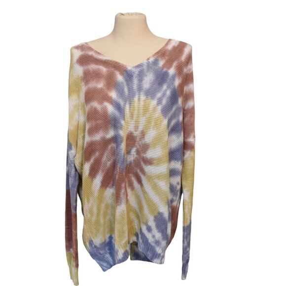 Torrid Multi Tie-Dye Pullover V-Neck Long Sleeve Sweater Sz 2X  Hippie Festiva - Picture 2 of 8